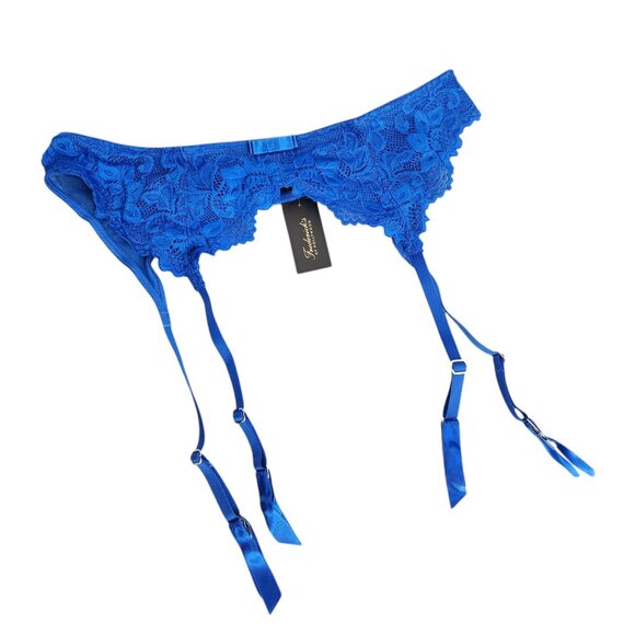 Fredericks Of Hollywood Blue Lace Garter Belt Size Small / Medium Jessica Suspen - Picture 1 of 7